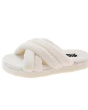 MACHSWON Women's Cross Band Slippers Soft Plush Faux Sliders(White, 6)