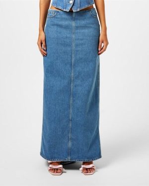 MAGDA BUTRYM Asymmetrical Denim Maxi Skirt - Blue