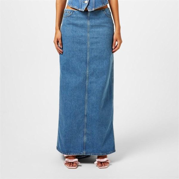 MAGDA BUTRYM Asymmetrical Denim Maxi Skirt - Blue