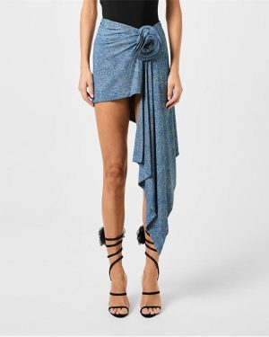 MAGDA BUTRYM Asymmetrical Draped Swim Skirt - Blue