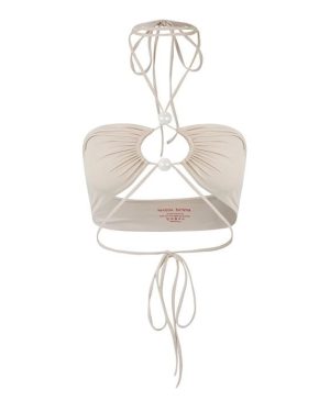 MAGDA BUTRYM Halterneck Bandeau Bikini Top - Beige