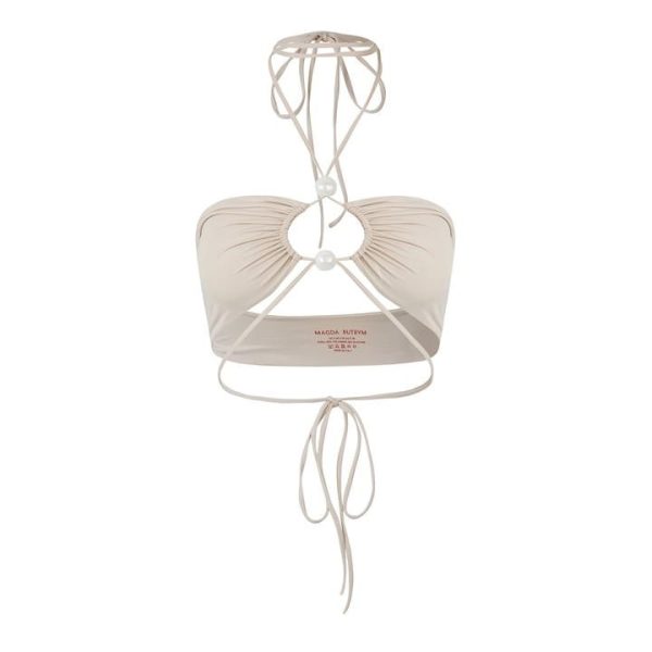 MAGDA BUTRYM Halterneck Bandeau Bikini Top - Beige
