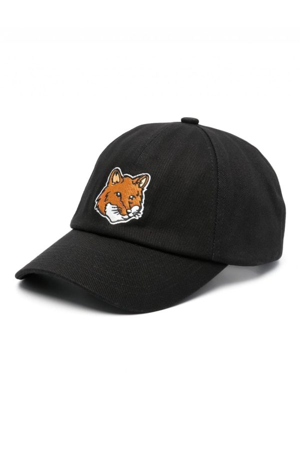 MAISON KITSUNE PARIS FOX HEAD 6 PANEL CAP Size: OS, colour: BLACK
