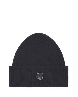 MAISON KITSUNE PARIS FOX HEAD BEANIE Size: OS, colour: BLACK
