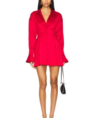 MAJORELLE Maritza Shirt Dress in Red. Size M, S, XL, XS, XXS.