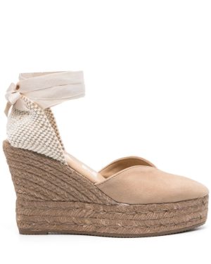 MANEBI Hamptons Suede Heart-Shaped Wedge Espadrilles