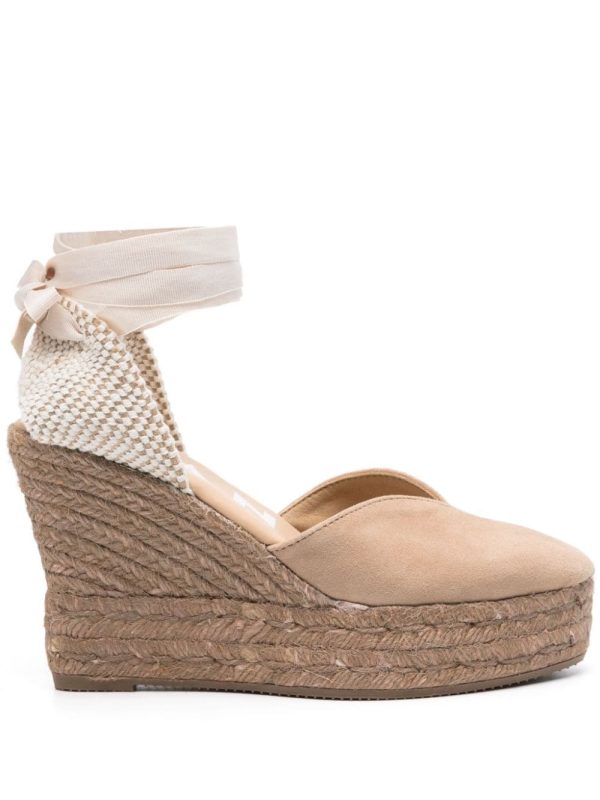 MANEBI Hamptons Suede Heart-Shaped Wedge Espadrilles