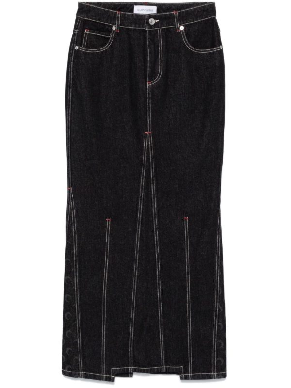 MARINE SERRE Moon Denim Long Skirt