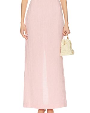 MATTHEW BRUCH Belted Maxi Pencil Skirt in Blush. Size 4, 6, 8.