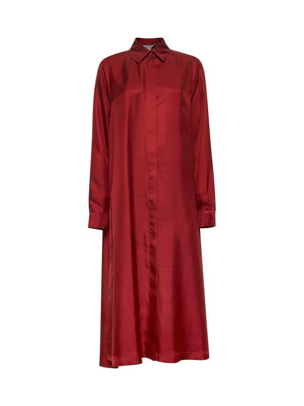 MAX MARA | Red CRUSCA silk shirt dress | Women | 44