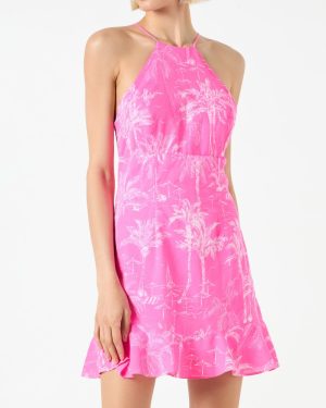 MC2 Saint Barth Fluo Pink Toile De Jouy Print Slip Dress Avrill