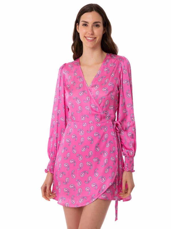MC2 Saint Barth Satin Wrap Dress With Paisley Print