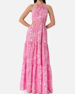 MC2 Saint Barth Woman Cut Out Long Dress Kaby With Paisley Print
