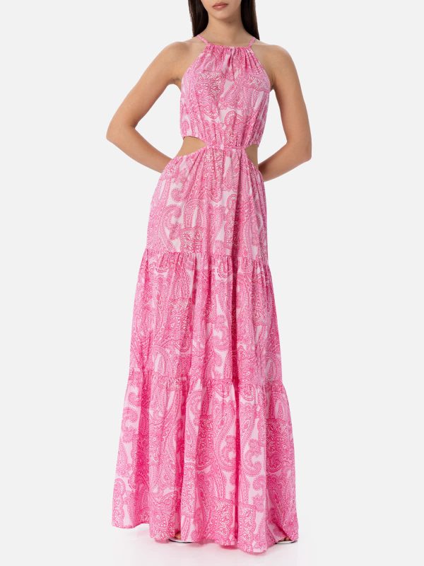 MC2 Saint Barth Woman Cut Out Long Dress Kaby With Paisley Print