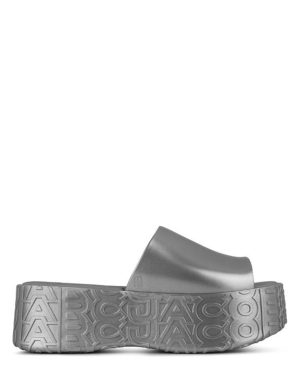MELISSA X MARC JACOBS Logo Flatform Sandals - Silver