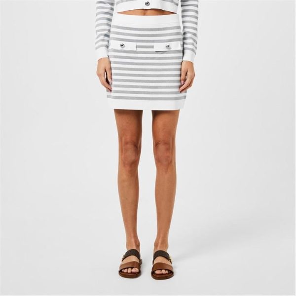 MICHAEL Michael Kors Metallic Striped Stretch Knit Mini Skirt - White