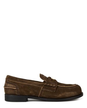 MIU MIU Leather Penny Loafers - Brown