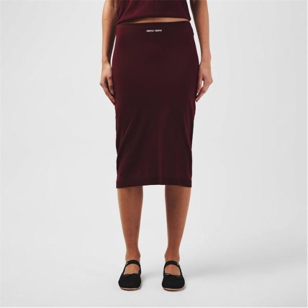 MIU MIU Midi Skirt - Red