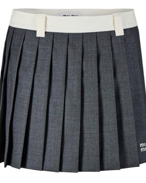 MIU MIU Pleated Mini Skirt - Grey
