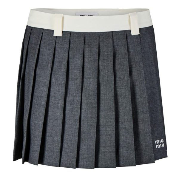 MIU MIU Pleated Mini Skirt - Grey
