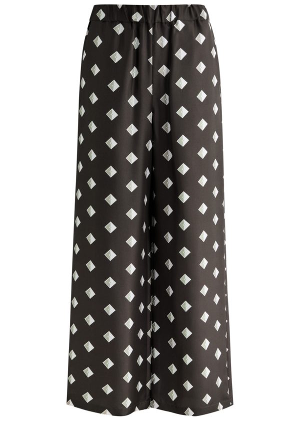 MM Printed Wide-leg Silk-twill Trousers - Brown - 8 (UK8 / S)