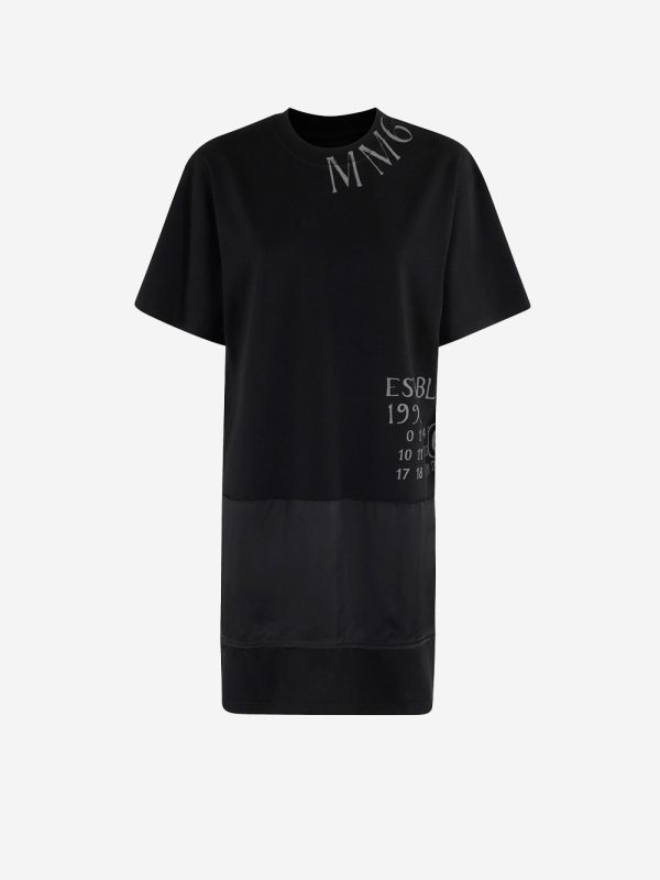 MM6 MAISON MARGIELA_Black mini dress with Numeric logo_Black_XS_Women