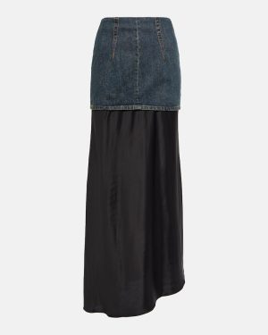 MM6 Maison Margiela Asymmetric denim and satin maxi skirt