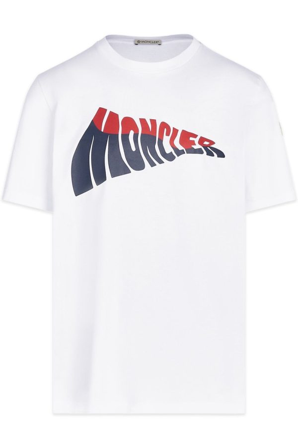 MONCLER BRANDED COTTON T SHIRT Size: L, colour: WHITE