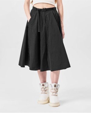 MONCLER Belted Skater Skirt - Black