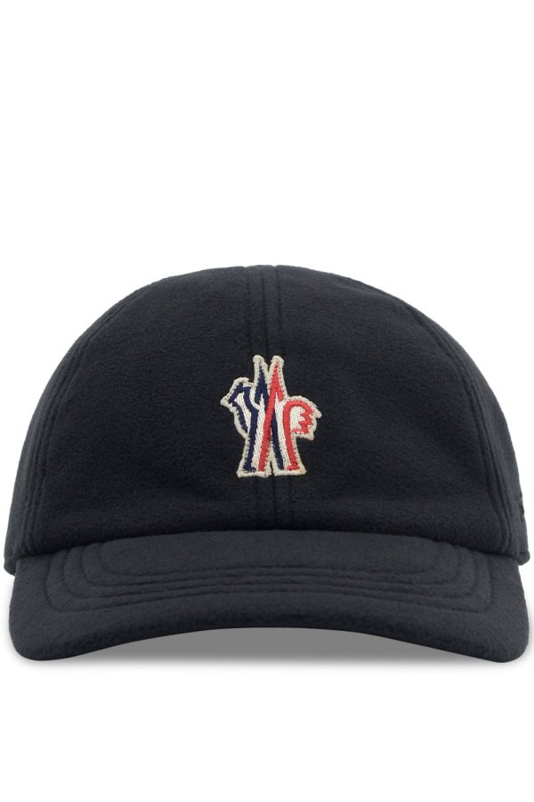 MONCLER GRENOBLE BRANDED COTTON BASEBALL CAP Size: L, colour: BLACK