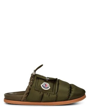 MONCLER Mon Pocket Padded Leather Mules - Green