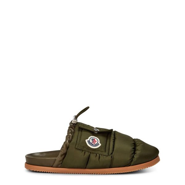 MONCLER Mon Pocket Padded Leather Mules - Green