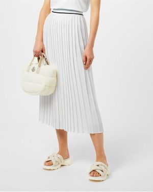 MONCLER Pleated Midi Skirt - White