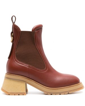 MONCLER WOMENS GIGI CHELSEA ANKLE BOOTS Size: 38, colour: BROWN