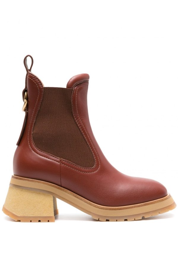 MONCLER WOMENS GIGI CHELSEA ANKLE BOOTS Size: 38, colour: BROWN