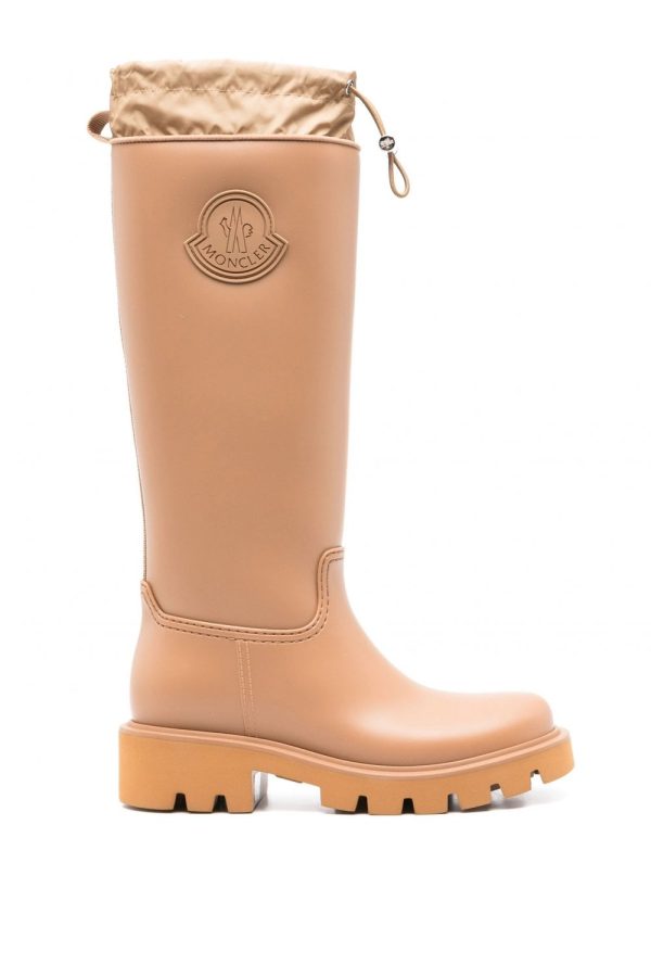 MONCLER WOMENS KICKSTREAM HIGH RAIN BOOTS Size: 40, colour: TAN