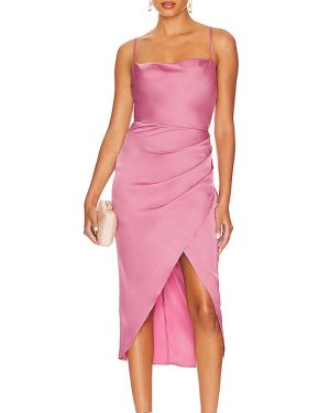 MORE TO COME Adonia Wrap Midi Dress in Pink. Size XS, XXS.
