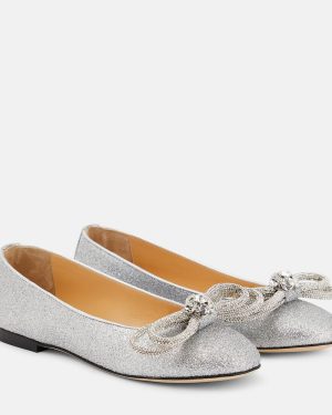 Mach & Mach Double Bow embellished ballet flats