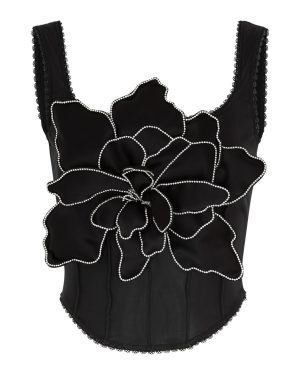 Mach & Mach Lotus Blossom Stretch-organza Corset top - Black - 14