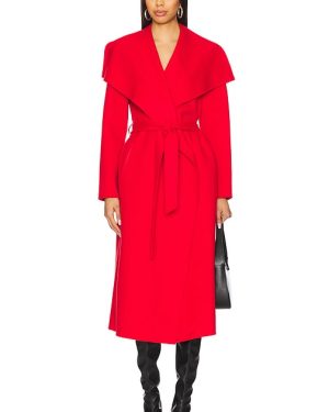 Mackage Double Face Long Wool Coat in Red. Size L, S.