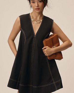 Maeve V-Neck Cutout Mini Swing Dress