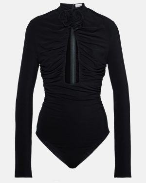 Magda Butrym Floral-applique ruched cutout bodysuit