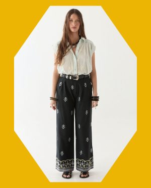 Maison Hotel Lolo Floral Straight-Leg Trousers Black