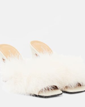 Maison Margiela Feather-embellished mules