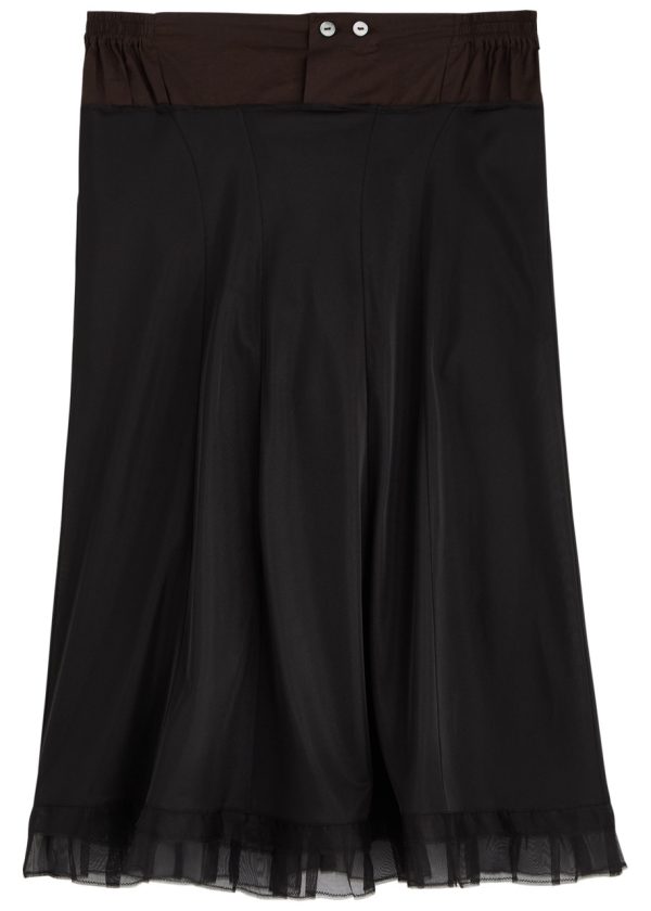 Maison Margiela Panelled Satin-jersey Midi Skirt - Black - 38 (UK6 / XS)