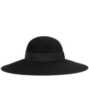 Maison Michel Paris Blanche Black Felt Wide-brim hat
