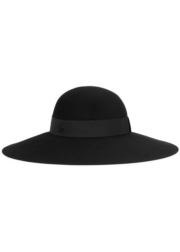 Maison Michel Paris Blanche Black Felt Wide-brim hat