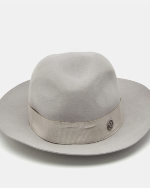 Maison Michel Paris Grey Felt Henrietta Fedora Hat M