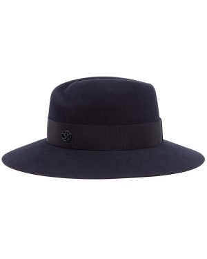 Maison Michel Paris Virginie Navy Felt Fedora