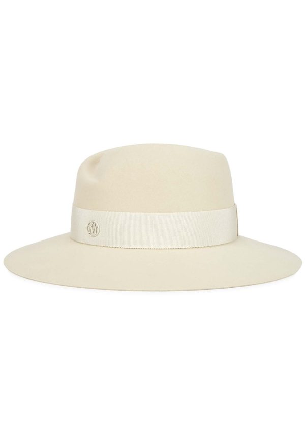 Maison Michel Paris Virginie Navy Felt Fedora - White
